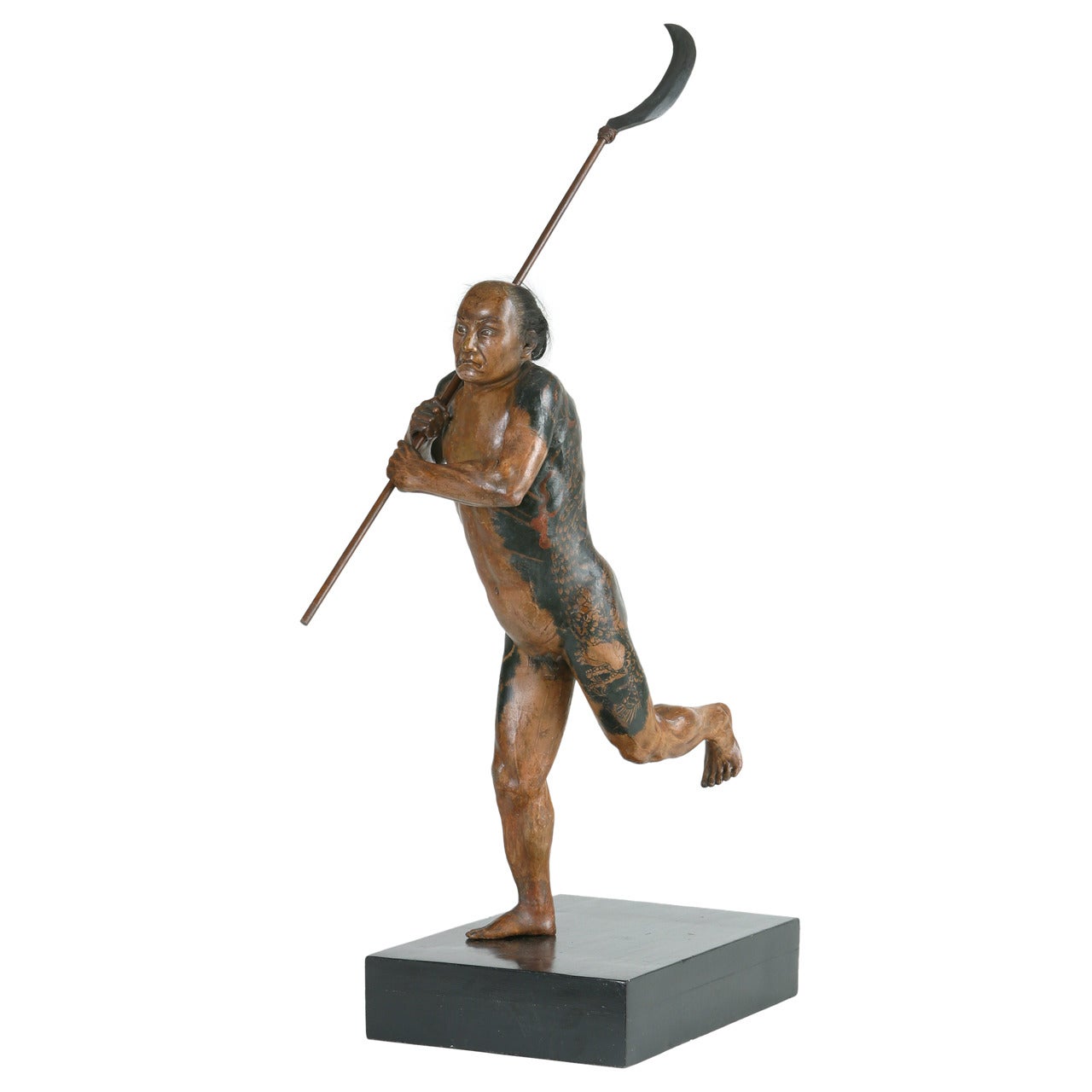 Tattooed Sculpture of a Japanese Running Man For Sale