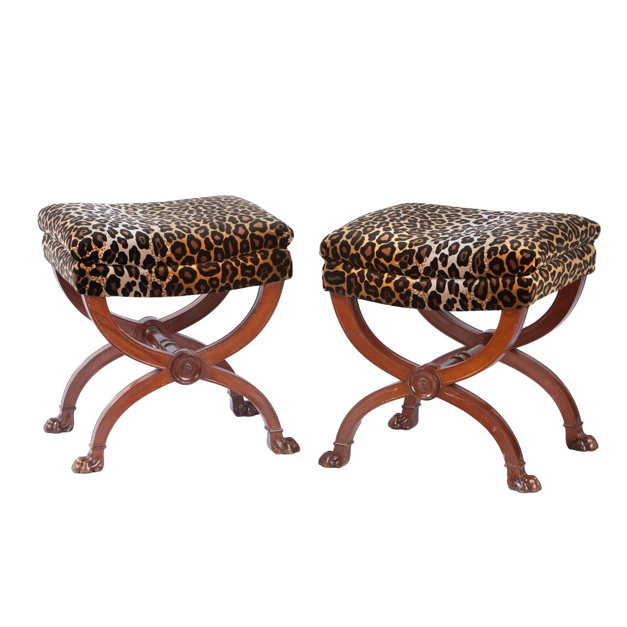 Pair of Empire Curule Form Stools For Sale