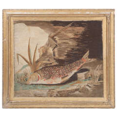 19th Century Wool-Work Picture of a Landed Trout 2