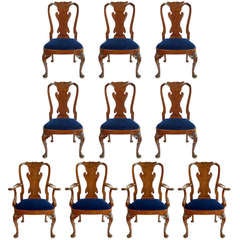 Set of 10 Anglo-Irish Mahogany George II style Dining Chairs