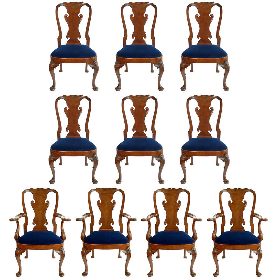 Set of 10 AngloIrish Mahogany II style Dining Chairs at 1stDibs