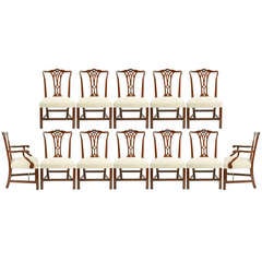 Antique Mid 19th Century set of 12 Chippendale style Chairs