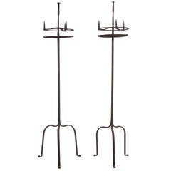 Pair of 19th Century Iron Candle Torcheres