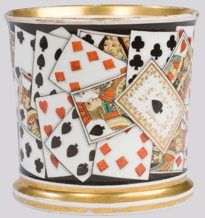 English porcelain playing card coffee cup
