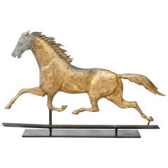 Antique A Gilded Running Horse Weathervane