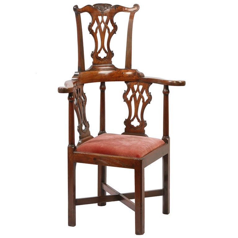 English Chippendale High back Corner Chair