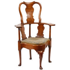 English Walnut Queen Anne High Backed Corner Chair 5