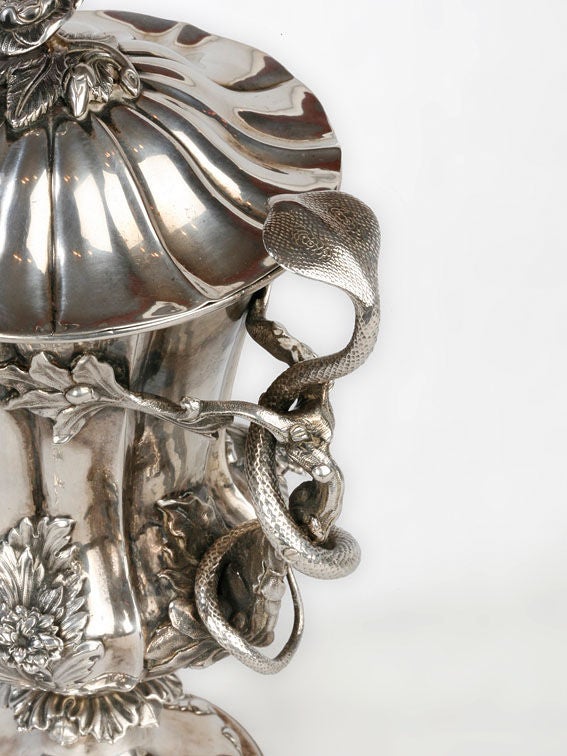 An important Indian colonial silver covered cup with a Cobra entwined handle by Pittar & Co., Calcutta dated 1841<br />
also signed in script on the base  with an engraved presentation to John Arnott Esq. M.D.