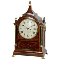 English Regency Inlaid Mahogany Bracket Clock