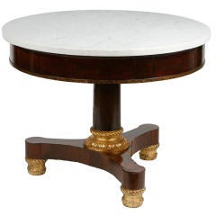 New York Classical Marble Top Mahogany and Gilt Center Table