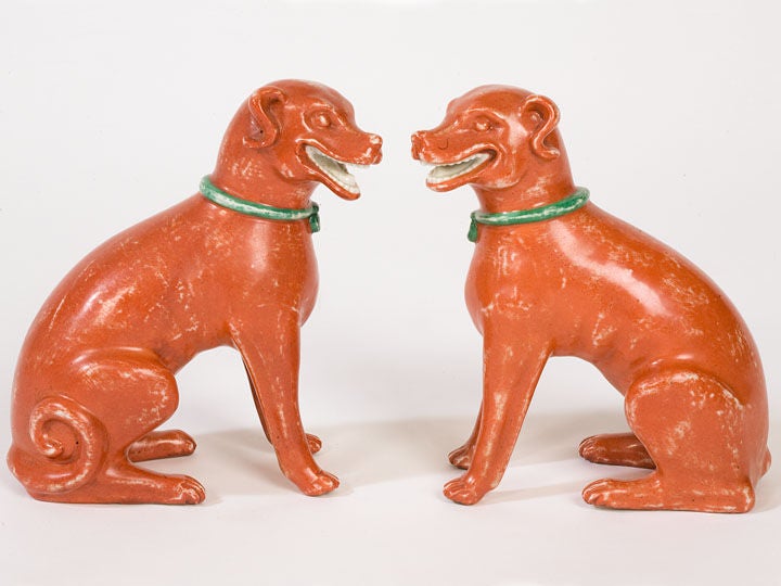 Chinese Export Pair Of Chinese-Export Seated Dogs For Sale