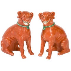 Pair Of Chinese-Export Seated Dogs