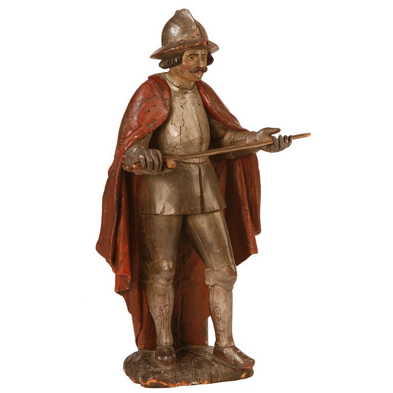 Spanish Baroque Carved Figure of a Conquistador