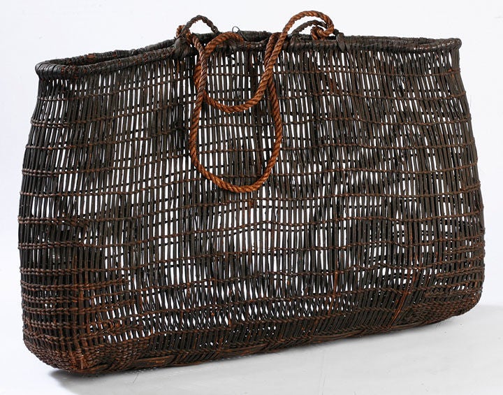 Large Japanese woven basket used to collect mulberry leaves to feed the 

silk worms.