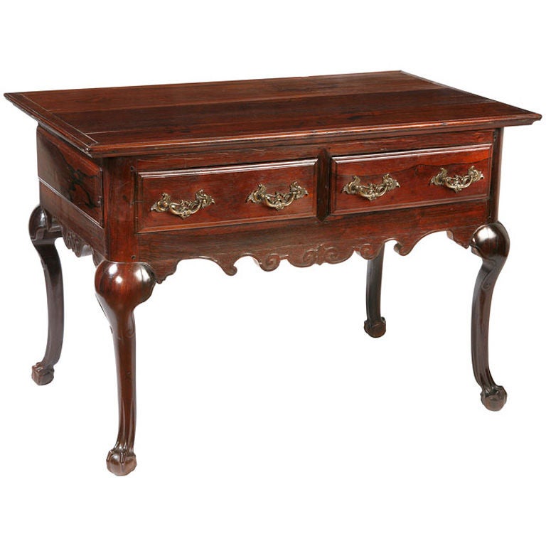 Portuguese Colonial Rosewood Rococo Library Table For Sale