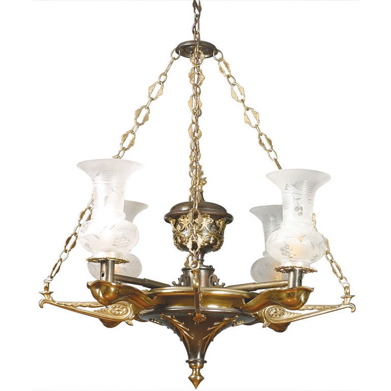 Regency Patinated and Gilt Bronze Colza Chandelier For Sale