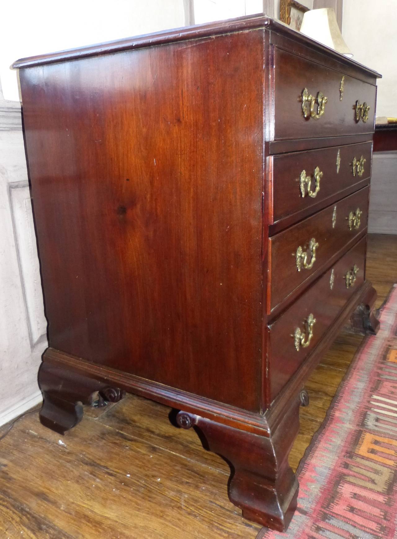 Chippendale English George III Mahogany Secretaire Chest For Sale
