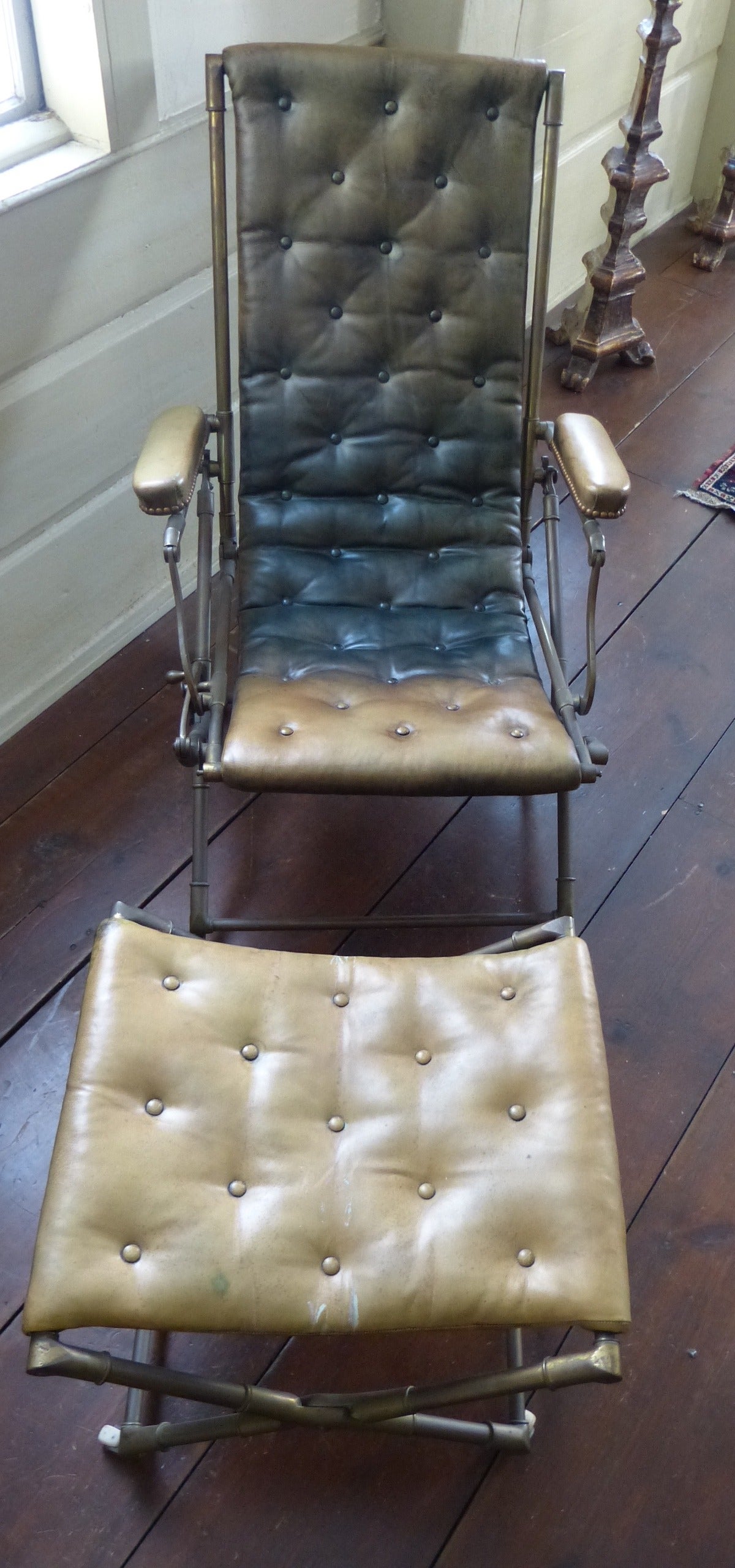 Folding Campaign Chair and Stool For Sale 1