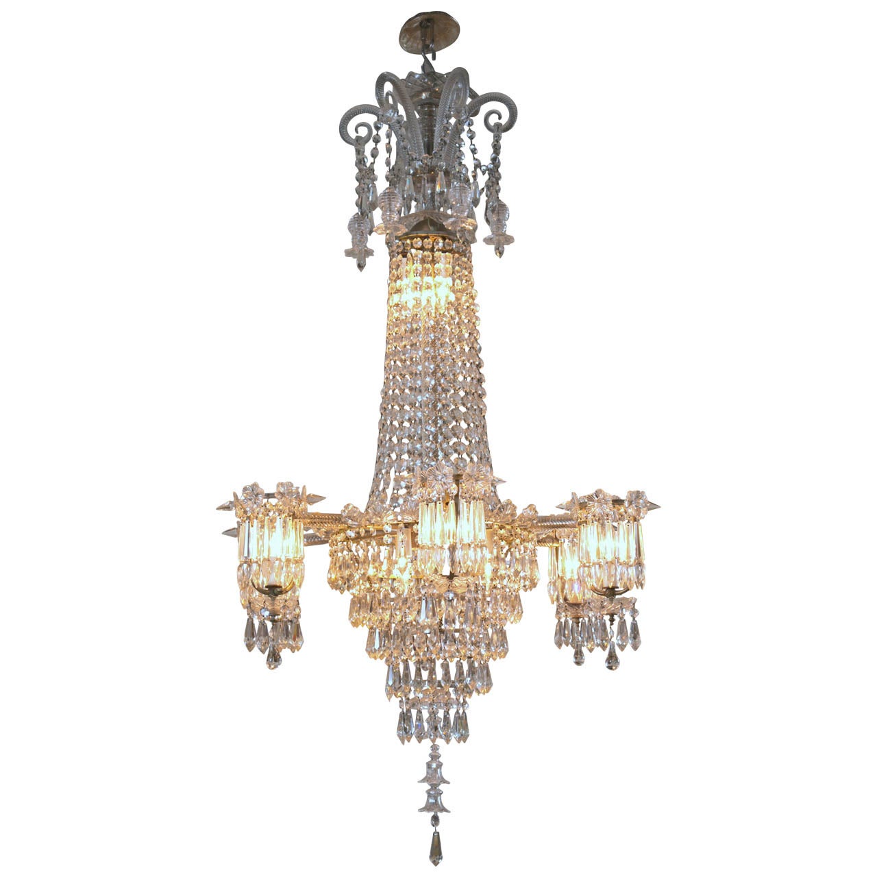 Lampadario di cristallo inglese William IV dell'inizio del XIX secolo in vendita