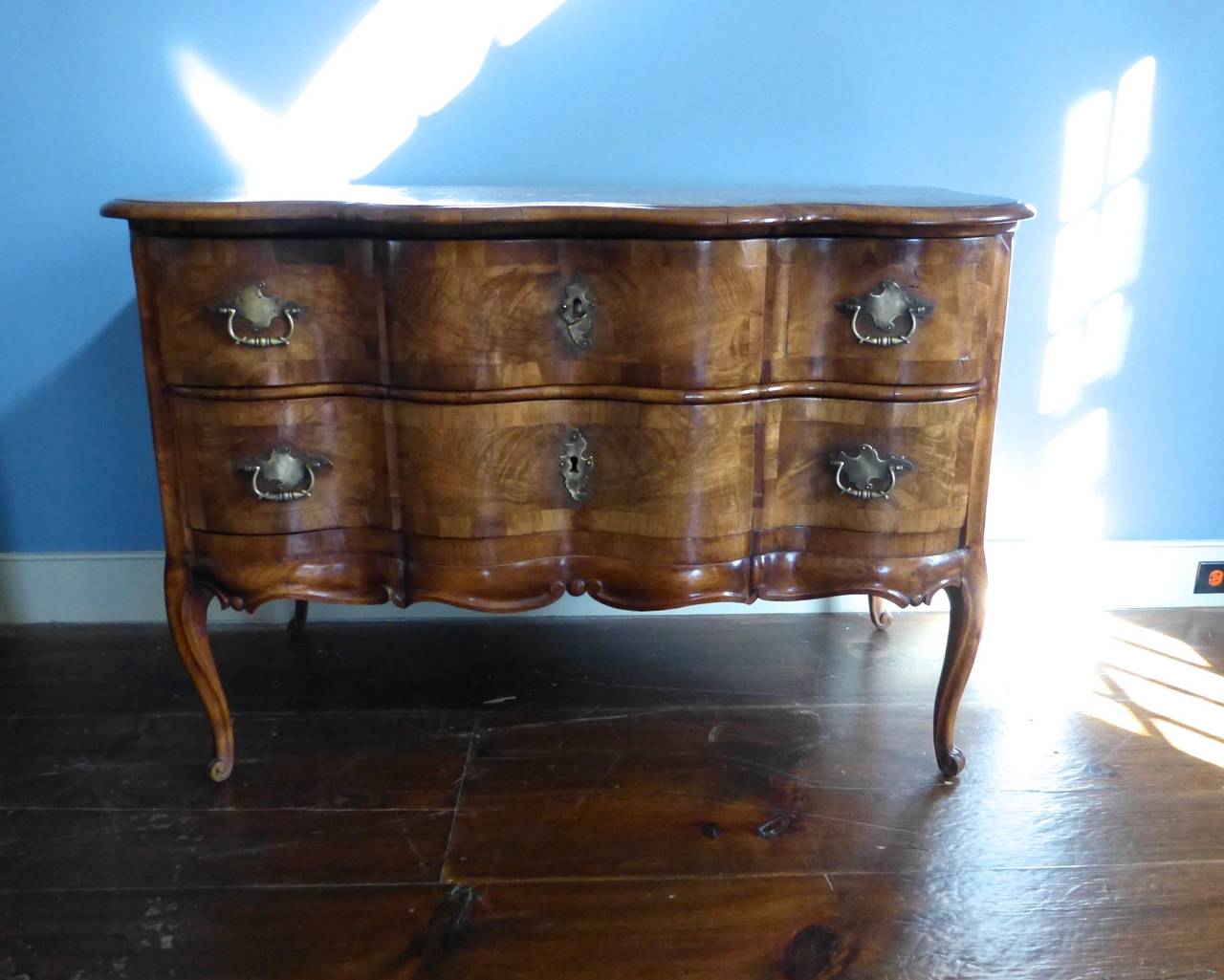 German Walnut Serpentine Commode