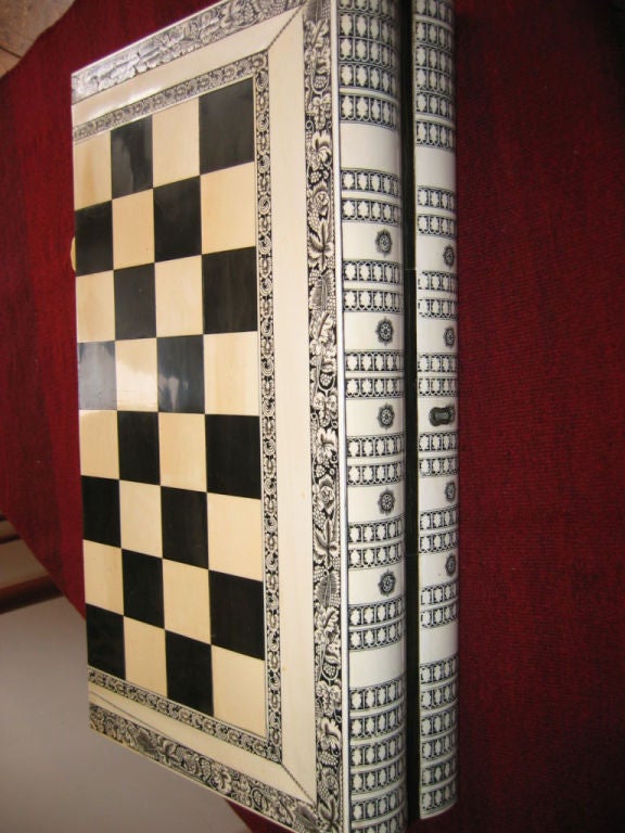 Indian Anglo-indian Ivory & Ebony Games Board