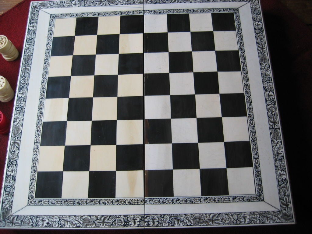 18th Century and Earlier Anglo-indian Ivory & Ebony Games Board