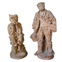 Pair of Italian exceptionally well carved terracotta figures