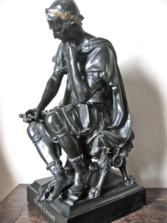 Bronze Figure of Seated Caesar by A. Carrier
