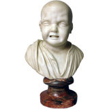 A Fine carved Italian marble bust of a crying boy