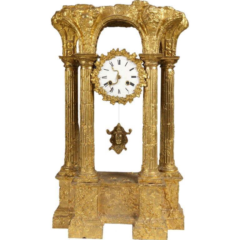 French Gilt Bronze Clock For Sale