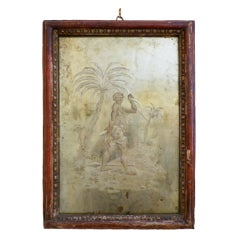 Venetian 18thC  Etched glass Mirror depicting the Americas