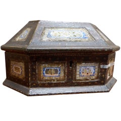 Rare Italian laquered and verre eglomise casket