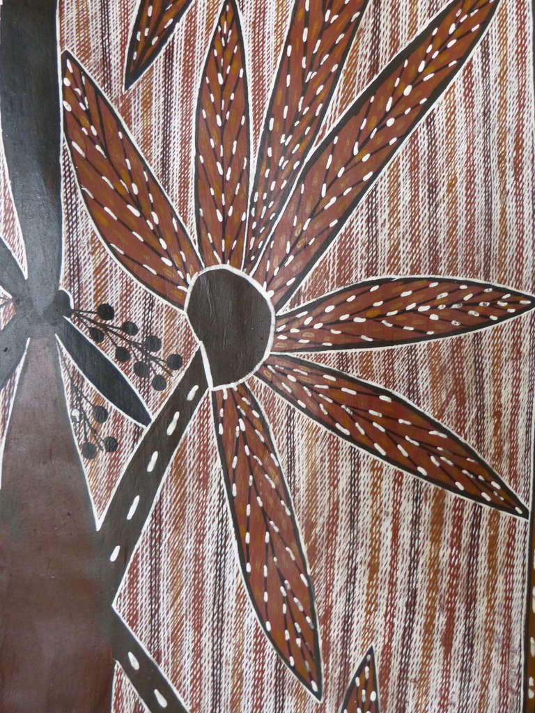 Australian Aboriginal Painting on Eucalyptus Bark by Lena Yarinkura
