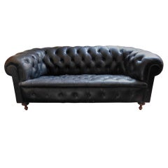 English Victorian Tufted Leather Chesterfield Sofa