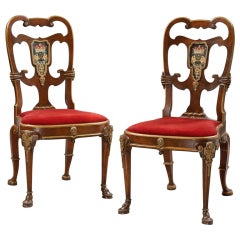 Pair of English George I style chairs with  Scarsdale Coat of Arms