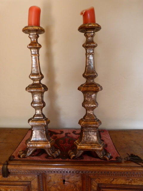 Pair of Italian Early 18th Century Baroque Candlesticks