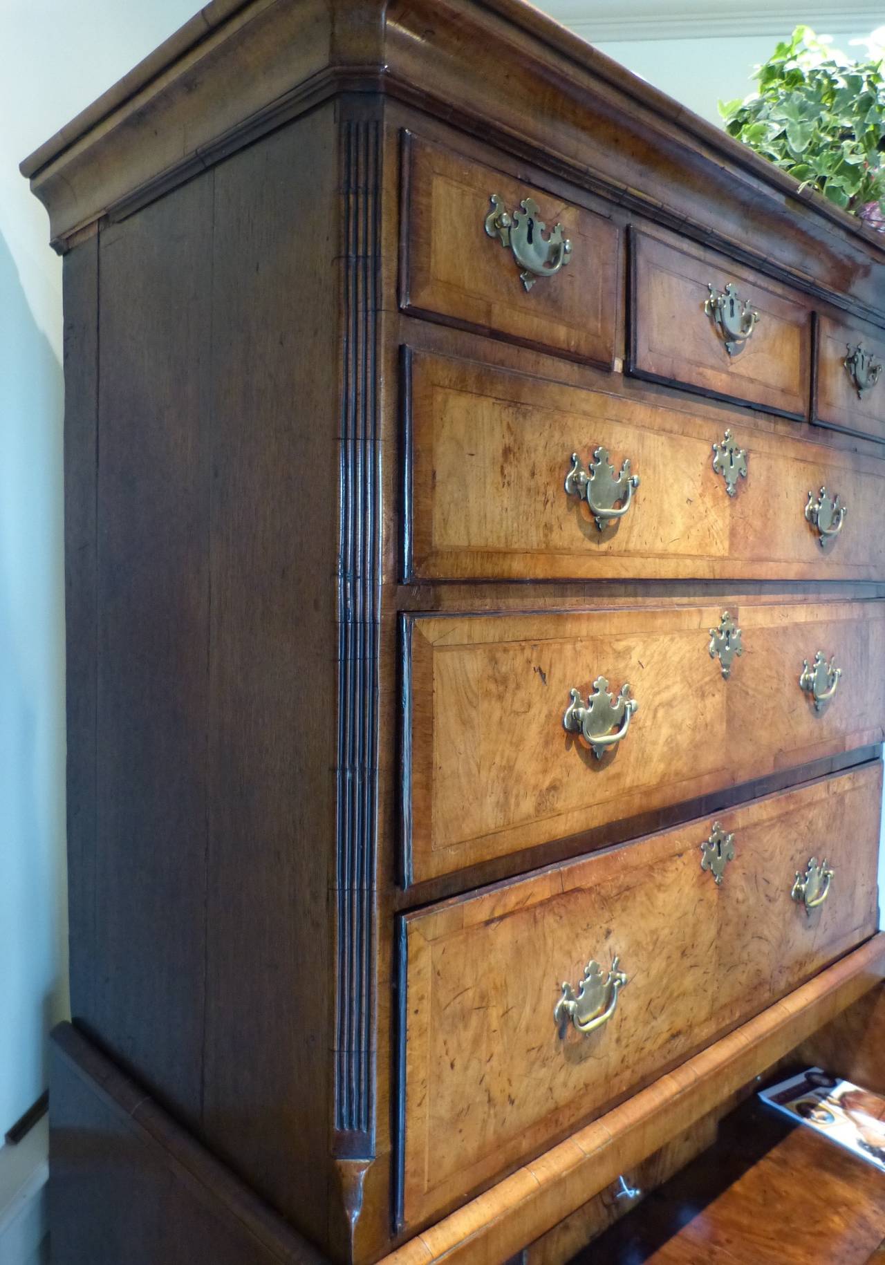 Fine Quality George II Walnut Chest on Chest with Secretaire Drawer In Excellent Condition In Bantam, CT