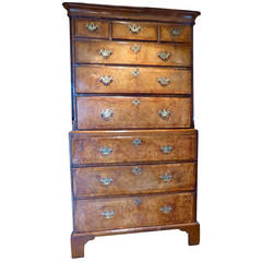 Fine Quality George II Walnut Chest on Chest with Secretaire Drawer
