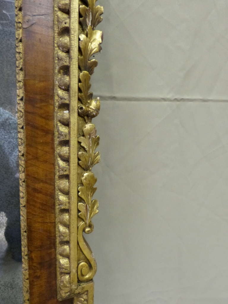 18th Century and Earlier English George I Parcel Gilt and Walnut Mirror For Sale
