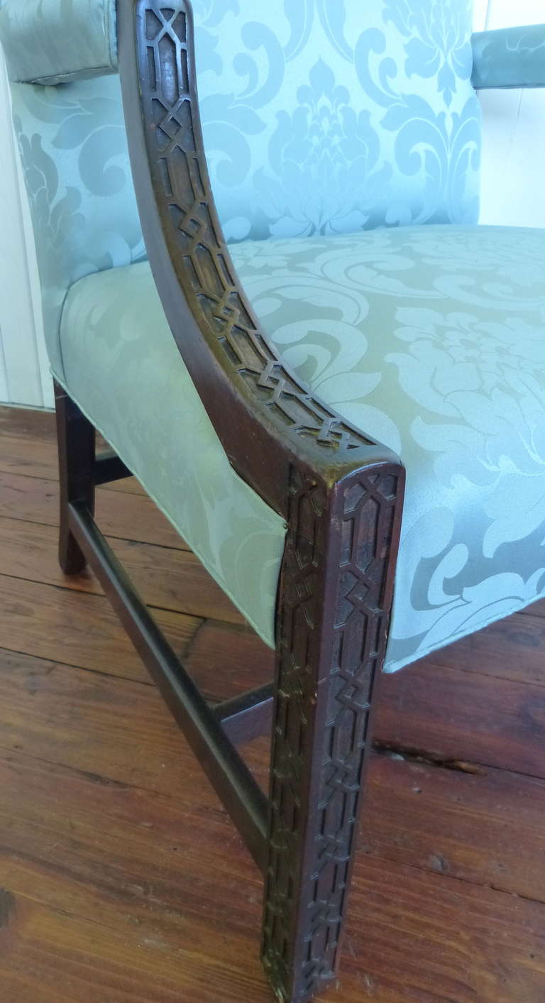 Chinese Chippendale Library Armchair In Excellent Condition For Sale In Bantam, CT