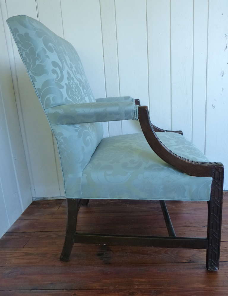 English Chinese Chippendale Library Armchair For Sale