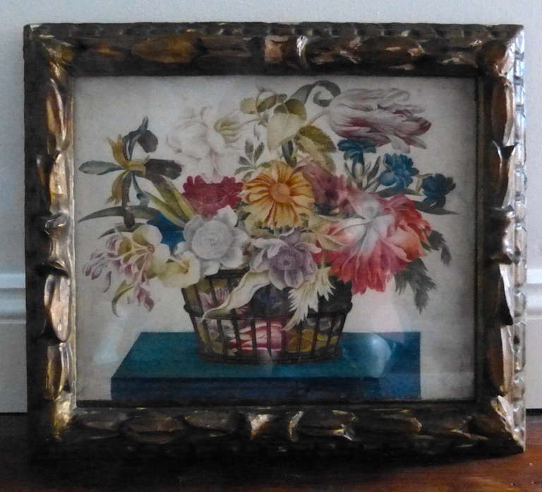 Italian Pair of Floral Still Life Watercolor Paintings For Sale