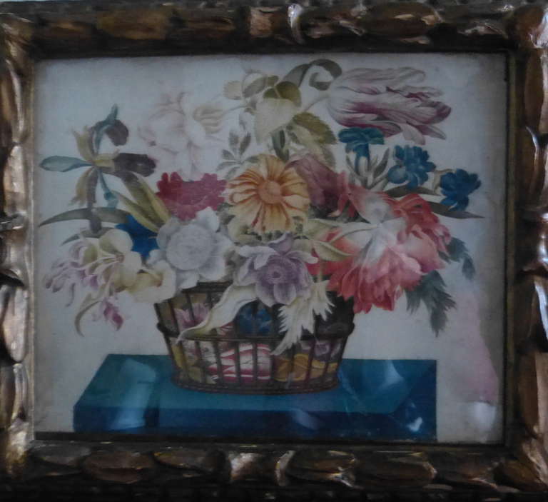 19th Century Pair of Floral Still Life Watercolor Paintings For Sale
