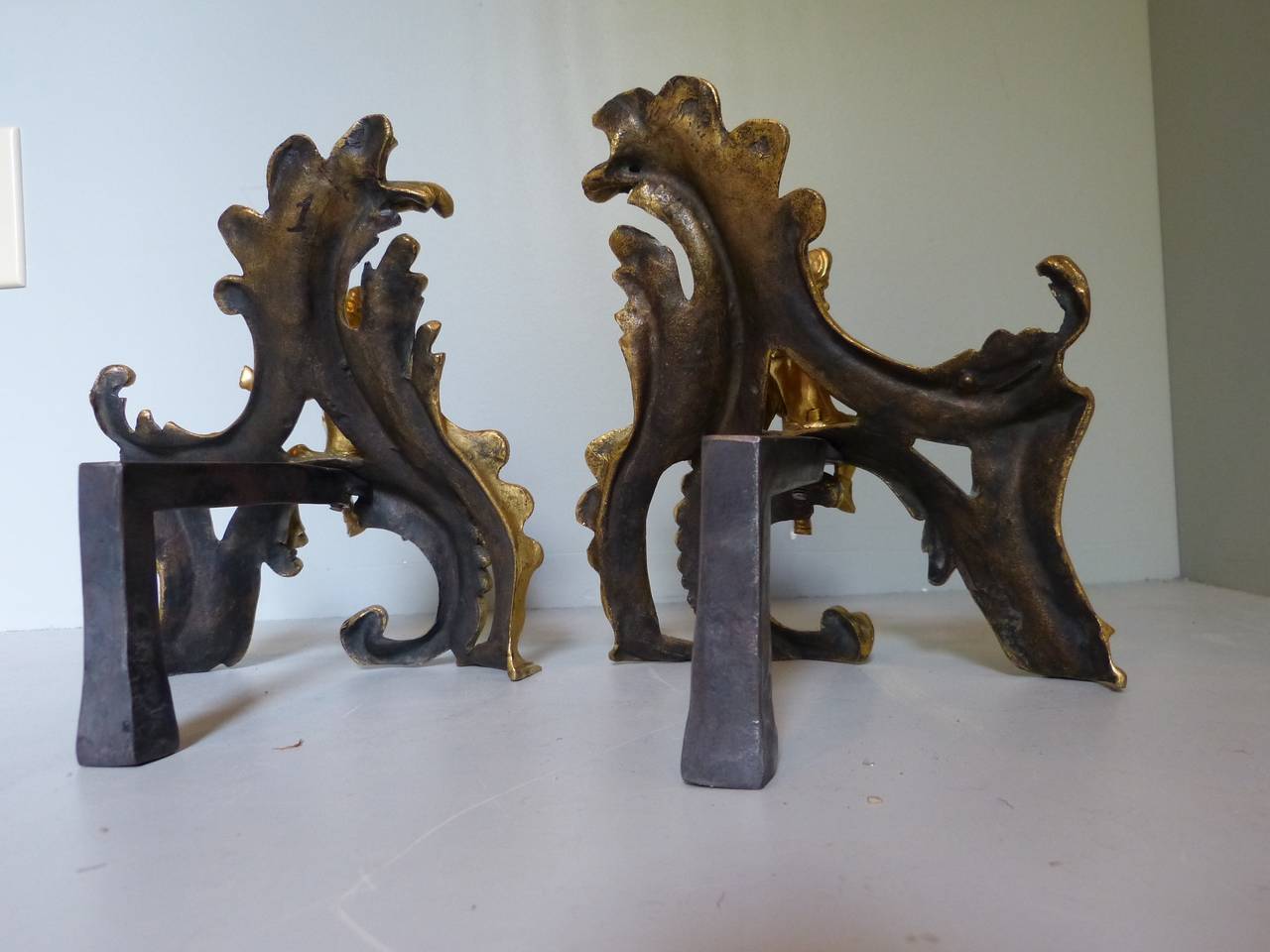 Early 18th Century Pair of French Regence Chenets or Andirons For Sale