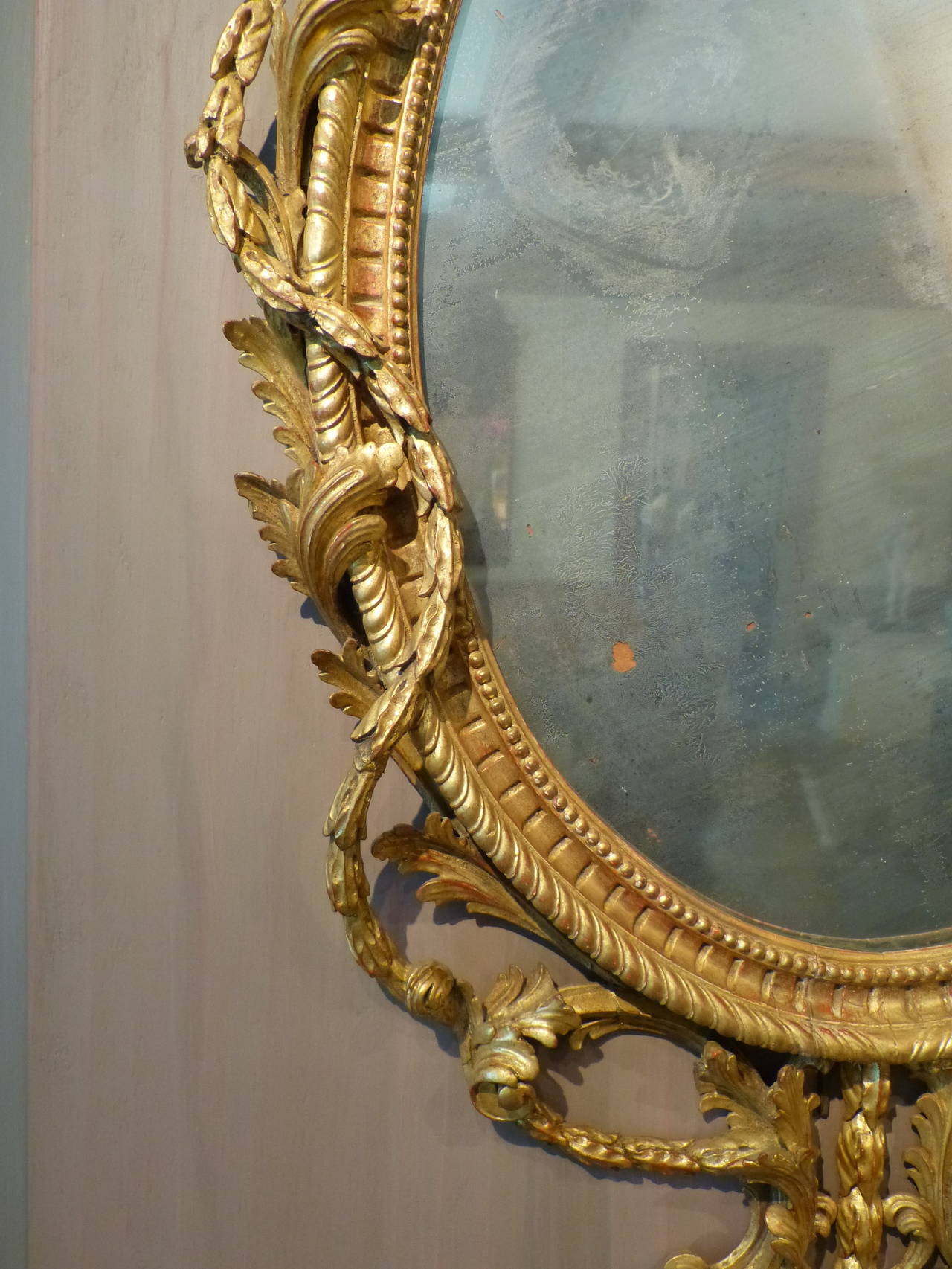 Hepplewhite English George III Oval Mirror For Sale