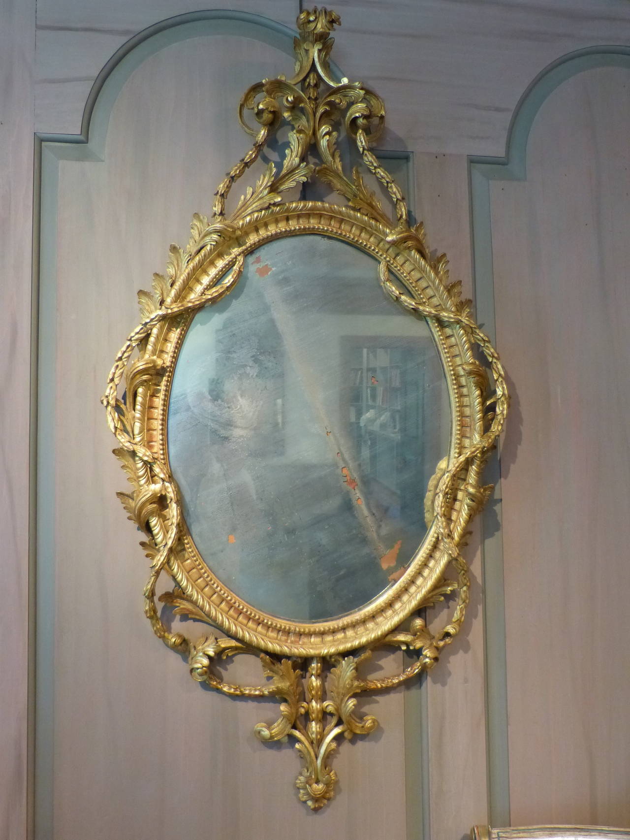 Mid-18th Century English George III Oval Mirror For Sale