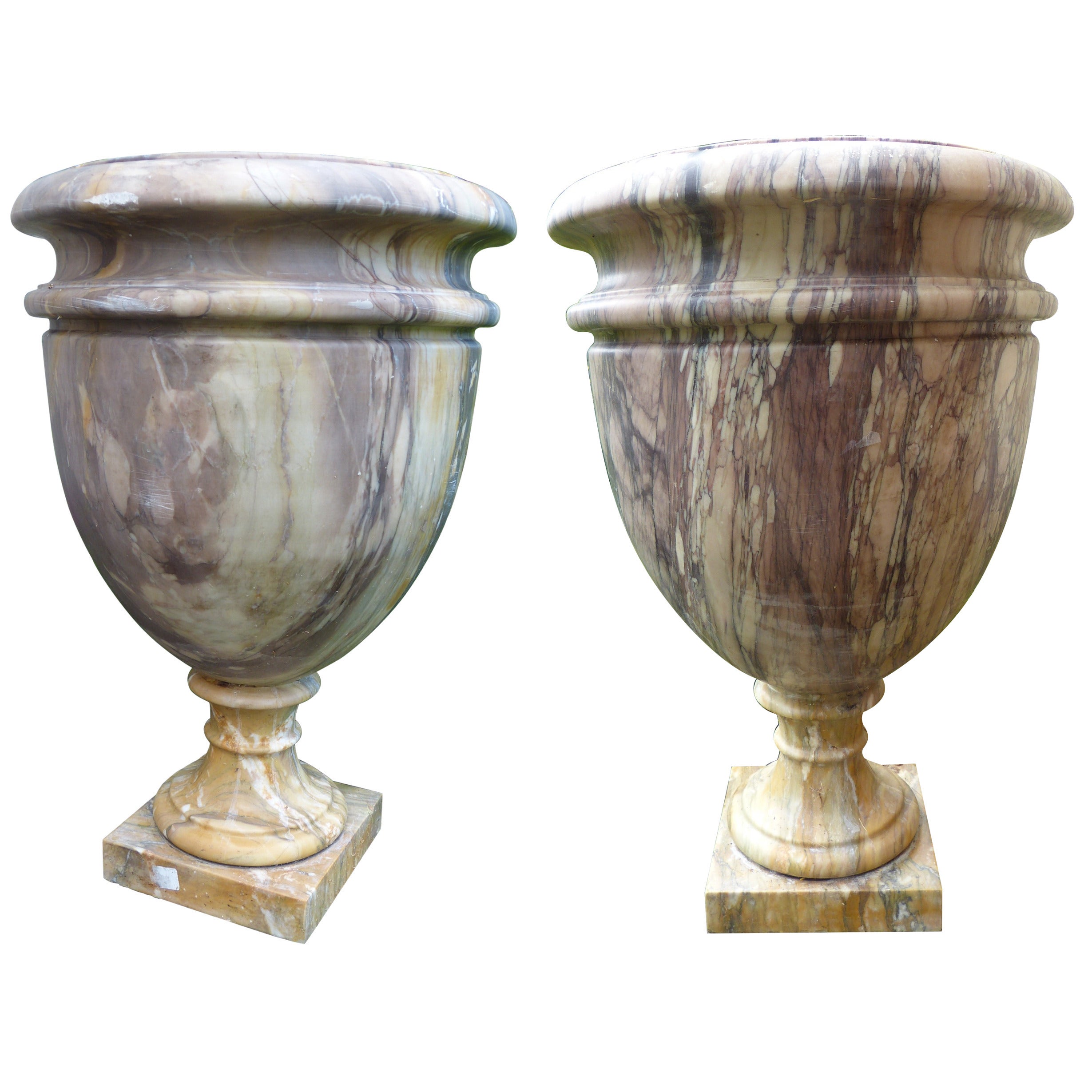 Pair of Marble Garden Vases