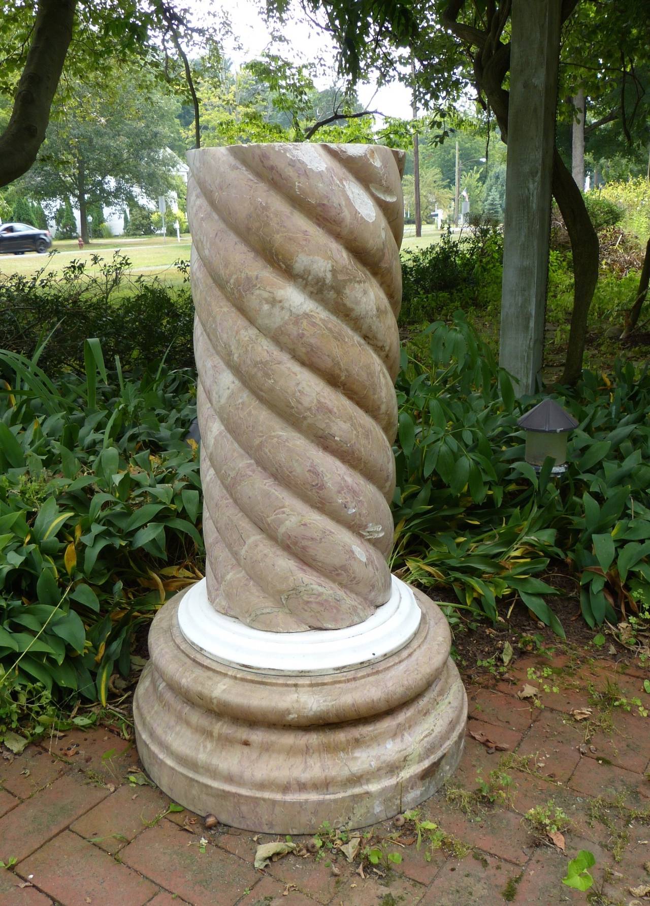 Rare Pair of Fior di Pesco Marble Pedestals