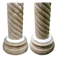Rare Pair of Fior di Pesco Marble Pedestals
