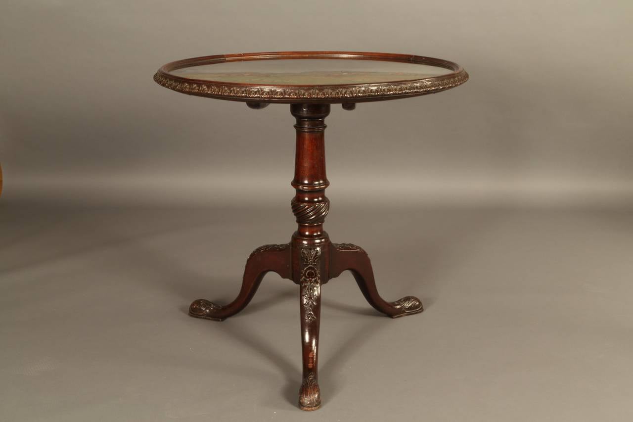 19th Century English Mahogany Reverse Glass Tripod Table For Sale